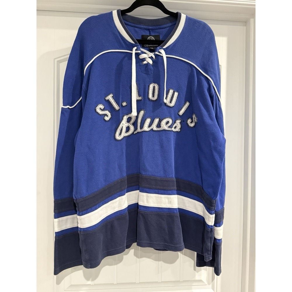G-III St‎ Louis Blues Jersey Sweatshirt 2XL Blue Lace Up Hockey Pullover NHL